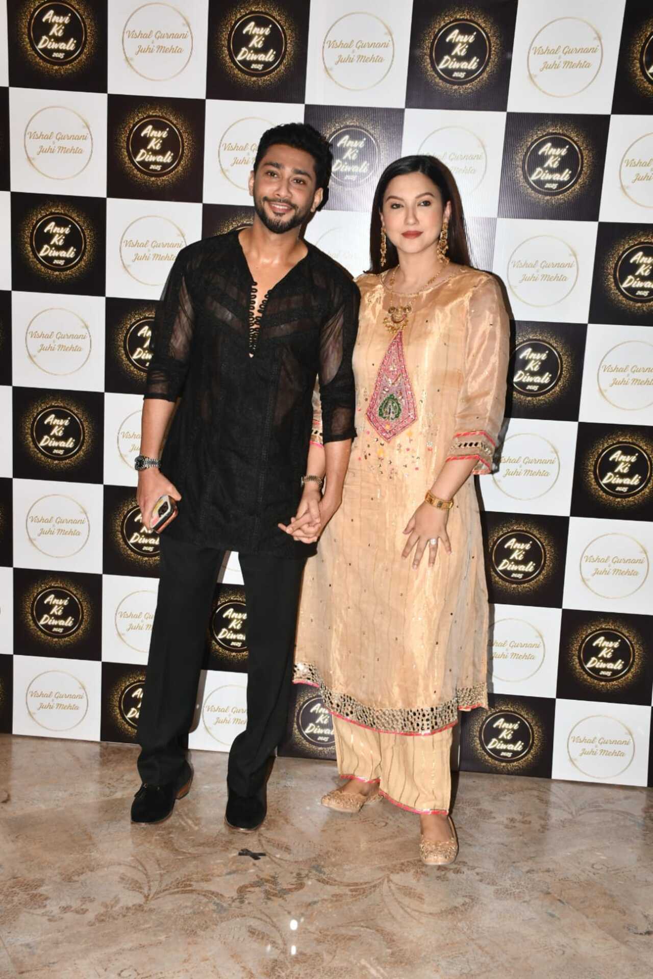 Gauahar Khan and Zaid Darbar made a royal entrance in coordinated outfits. While Gauahar looked elegant in a golden coloured suit set, Zaid opted for an all-black ethnic wear.